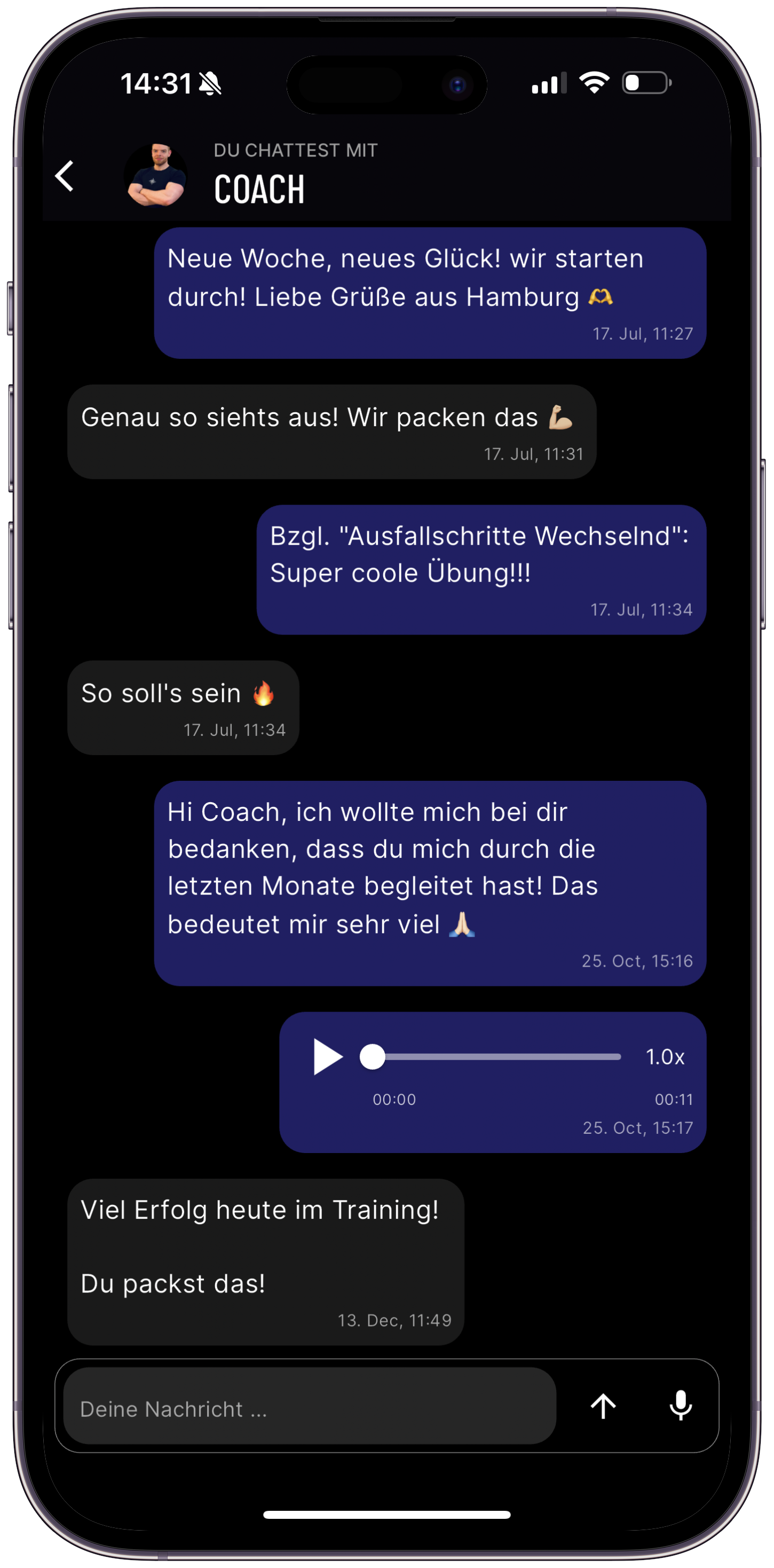 24/7 Betreuung über die Coaching-App